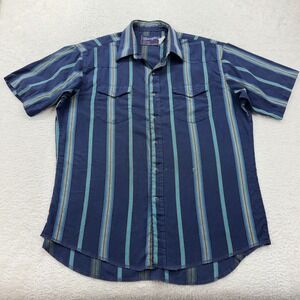 Wrangler Men's Short Sleeve Striped Western Button Up Shirt X Long Tails